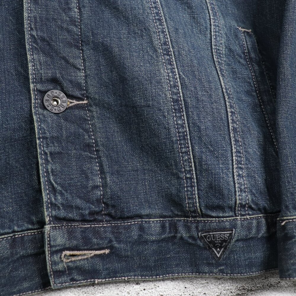 Guess Men's XXL Blue Denim Jacket Casual Regular Fit Button Down With Pockets - Picture 8 of 14